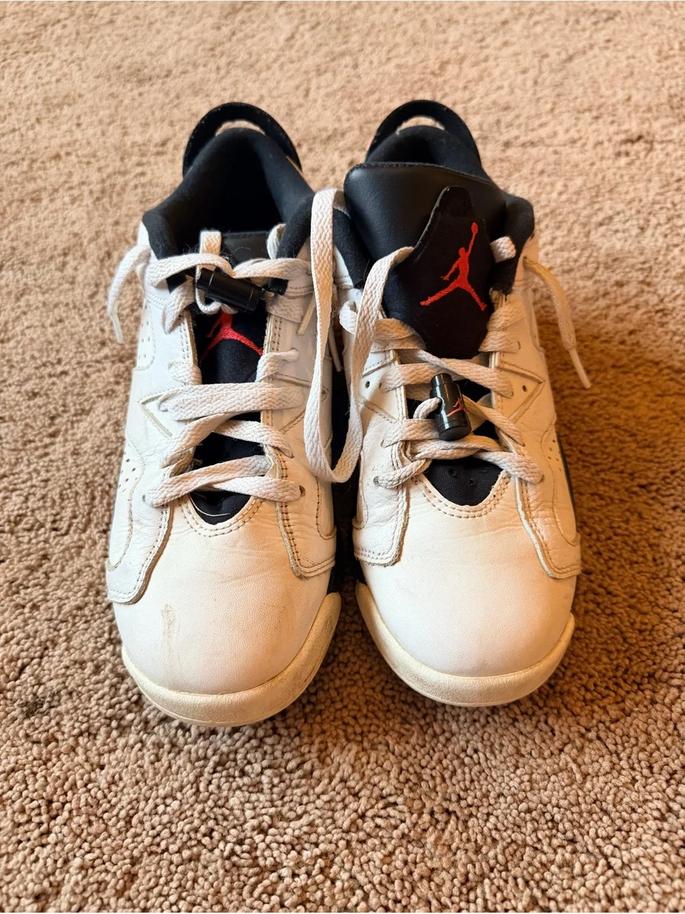Jordan Kids White and Black Sneakers with Red Jumpman